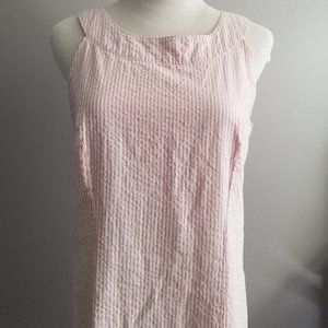 CYNTHIA ROWLEY Pink&White Striped Seersucker Sleeveless Shift Dress Sz 4 *Cute*